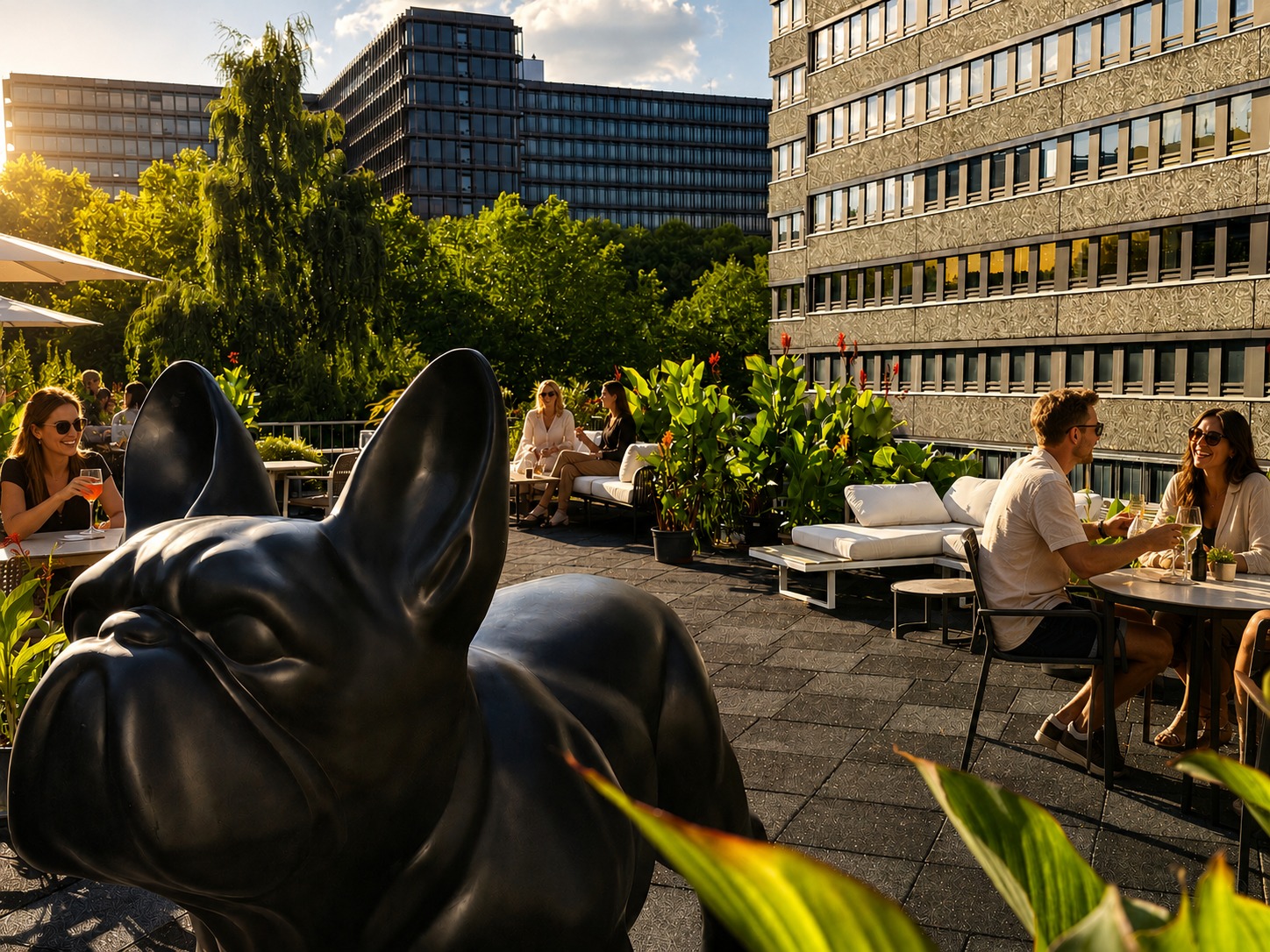Sonnenterrasse des De Blanc im House of Kabs, Hamburg City Nord